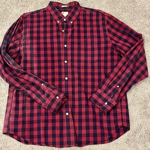 J. Crew Red and Blue Casual Button Down Shirt